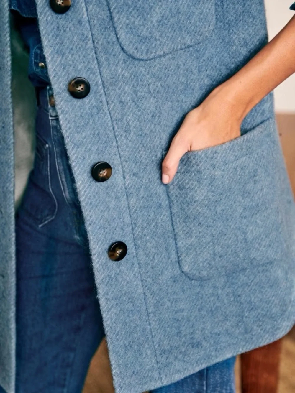 Sézane NWT Joe Coat in Vintage Blue Size 36/US 4 - Picture 3 of 7